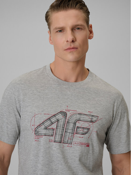4F 4F T-shirt COMMERCIAL 12 Grigio chiaro Regular Fit