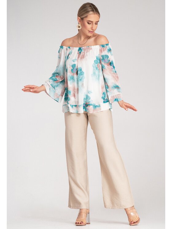 FIGL FIGL Bluzka M1142 Turkusowy Loose Fit