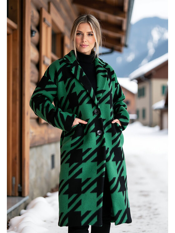 FIGL FIGL Płaszcz zimowy M1112 Zielony Regular Fit