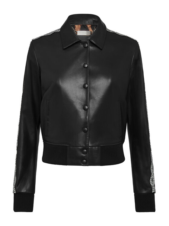 PHILIPP PLEIN PHILIPP PLEIN Giacca di pelle 5257 Nero Slim Fit