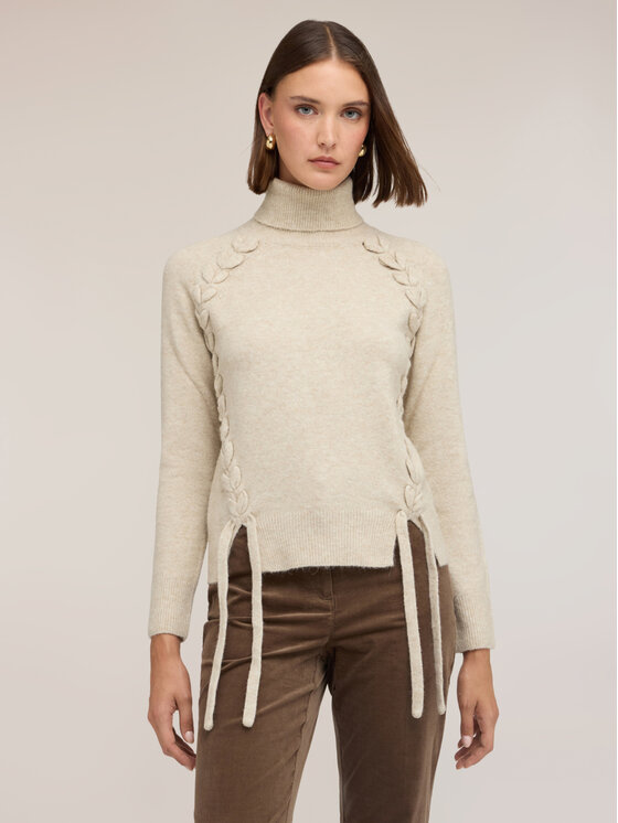 Motivi Motivi Sweter M486W004198N002 Kremowy Regular Fit
