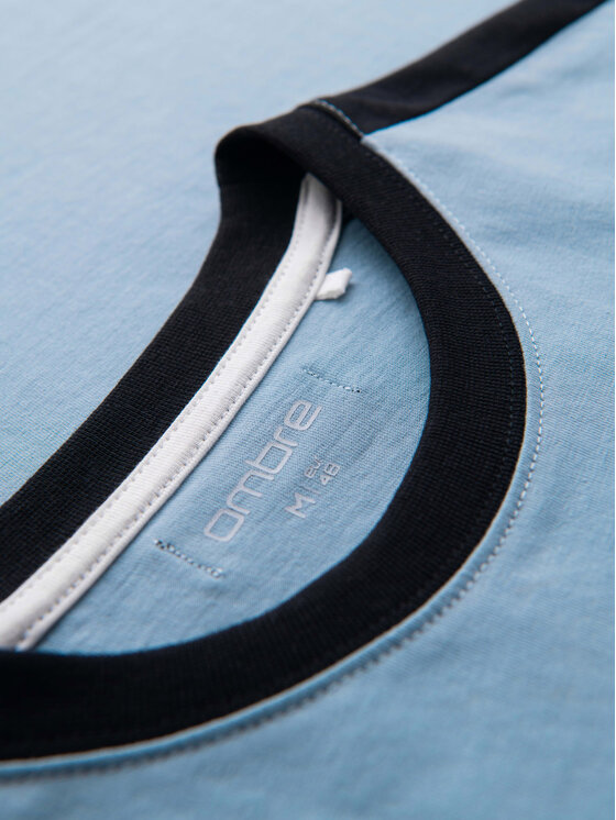 Ombre Ombre T-Shirt OM-TSCT-0115 Błękitny Regular Fit