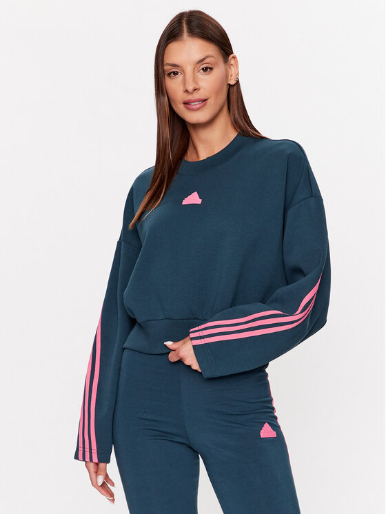 Womens adidas 3 hotsell stripe sweatshirt