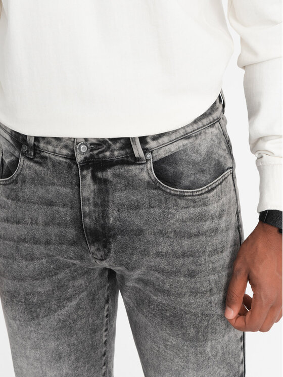 Ombre Ombre Jeansy OM-PADP-0133 Šedá Straight Leg