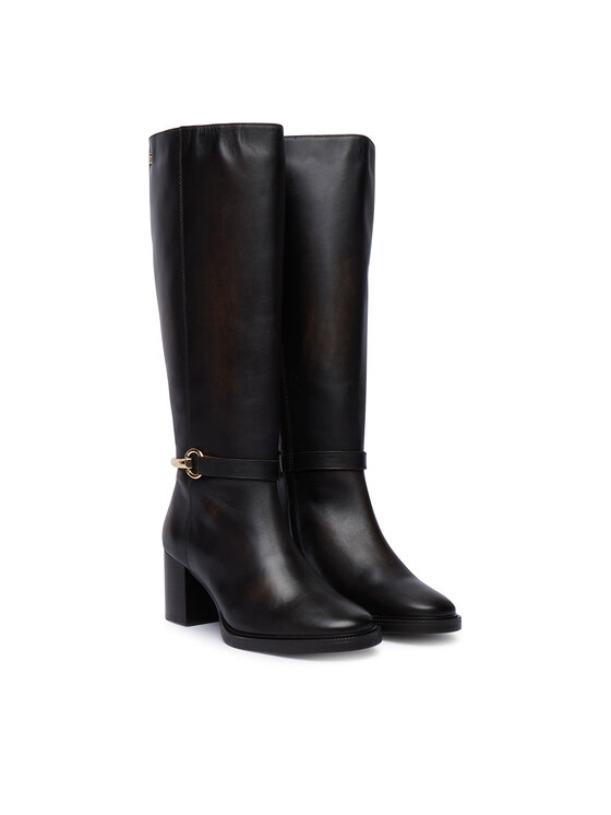 Tommy Hilfiger Tommy Hilfiger Zimske čizme Th Stud Heel Riding Knee Boot FW0FW09551 Tamno smeđa
