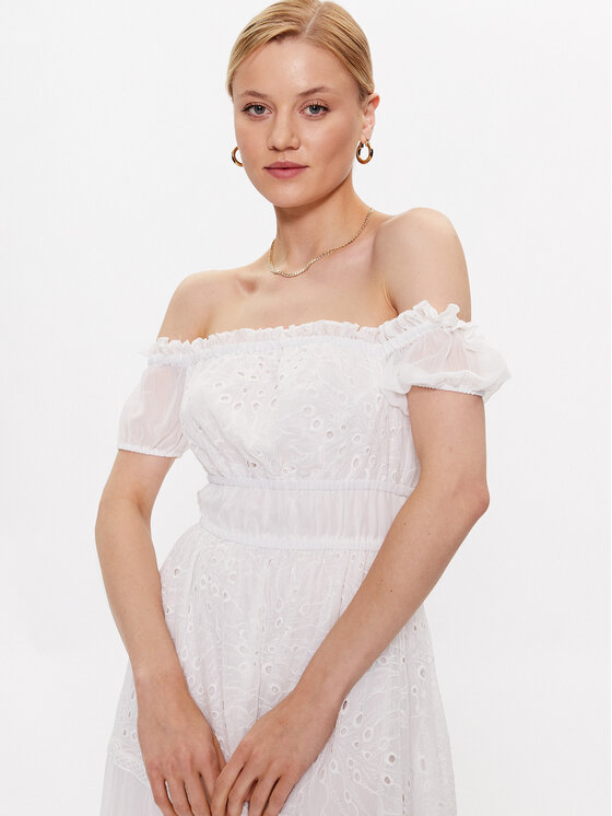 Guess Guess Sommerkleid Zena W3GK51 WFDR2 Weiß Regular Fit