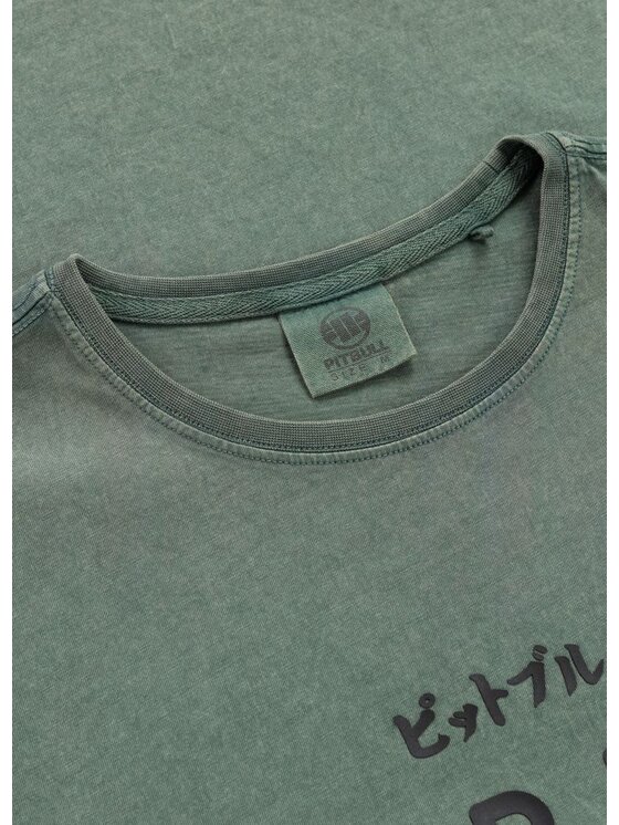 PITBULL PITBULL T-Shirt Koszulka męska Denim Washed MT. FUJI 3XL Zielony Regular Fit
