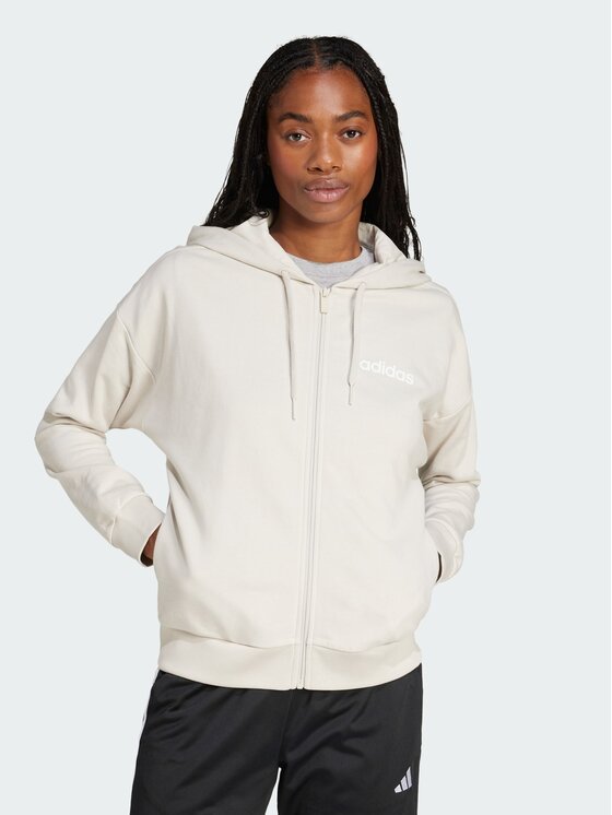 adidas adidas Bluza Essentials Linear Full-Zip Beżowy Regular Fit