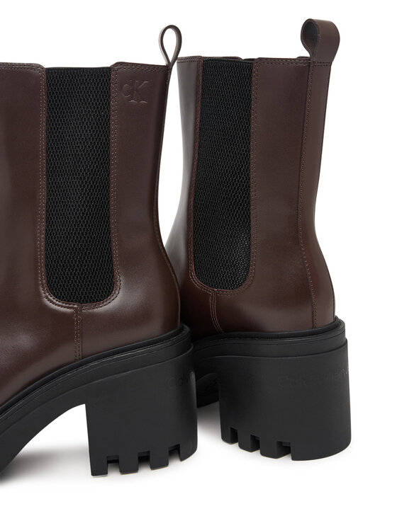 Calvin Klein Calvin Klein Боти Chunky Heeled Chelsea Lth YW0YW01547 Тъмнокафяв