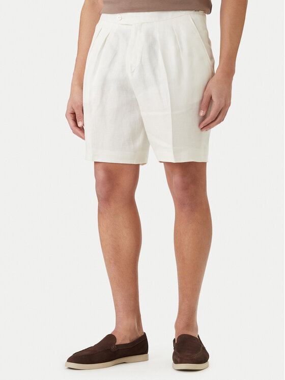 BOSS Pantalon scurți din material H-Perin 50561858 Alb Tapered Fit