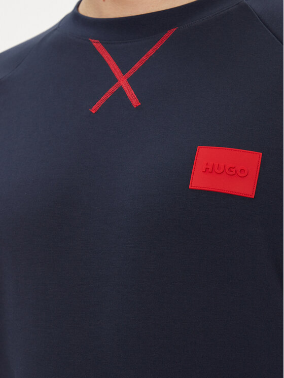 HUGO Hugo Pulóver Patch 50510535 Sötétkék Relaxed Fit