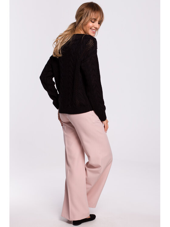 Made of Emotion Made of Emotion Sweter M510 Czarny Basic Fit