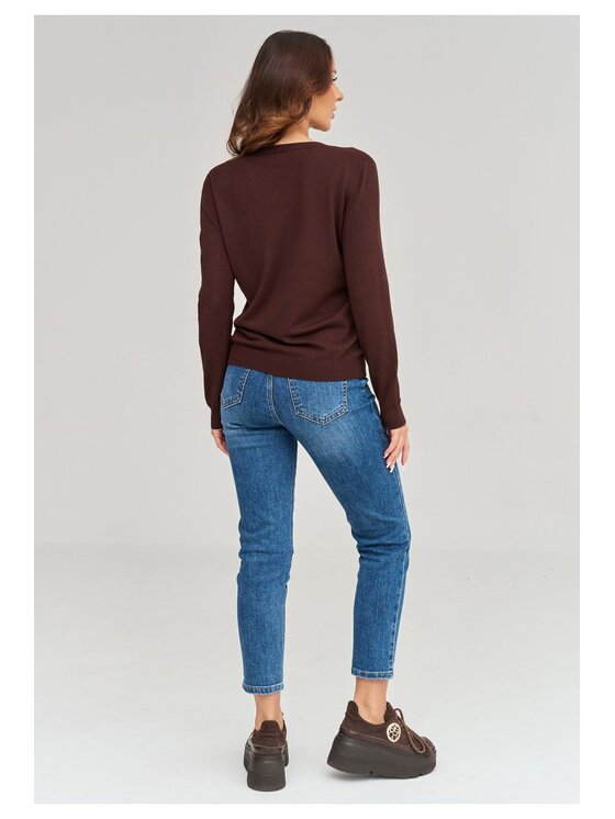 Makadamia Makadamia Sweter C105 Brązowy Loose Fit