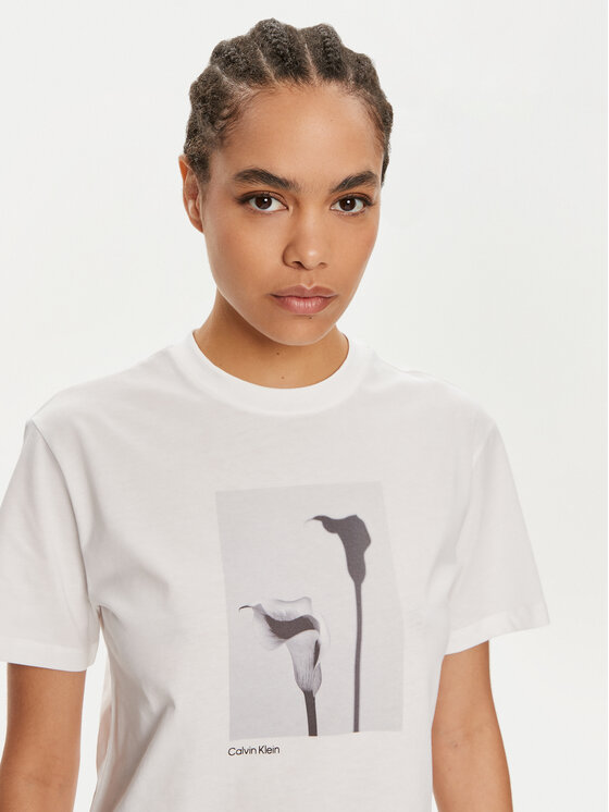 Calvin Klein Calvin Klein Футболка B&W Flower K20K207579 Білий Regular Fit