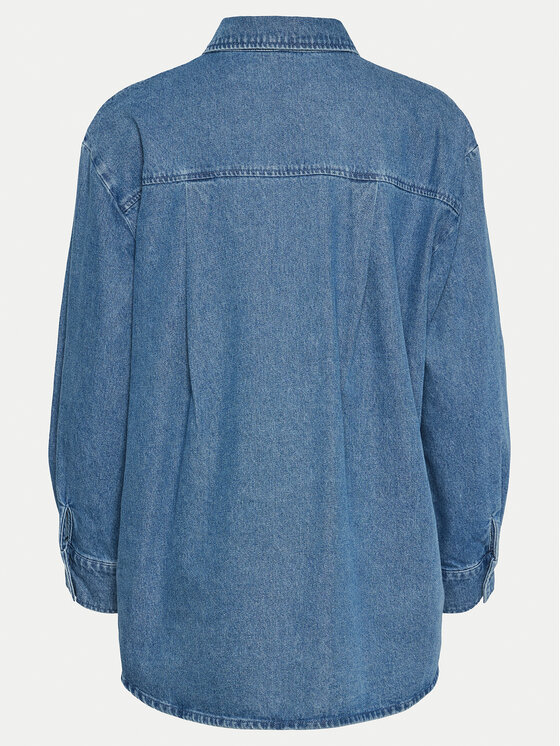 Pieces Pieces Τζιν πουκάμισο 17150991 Μπλε Oversize