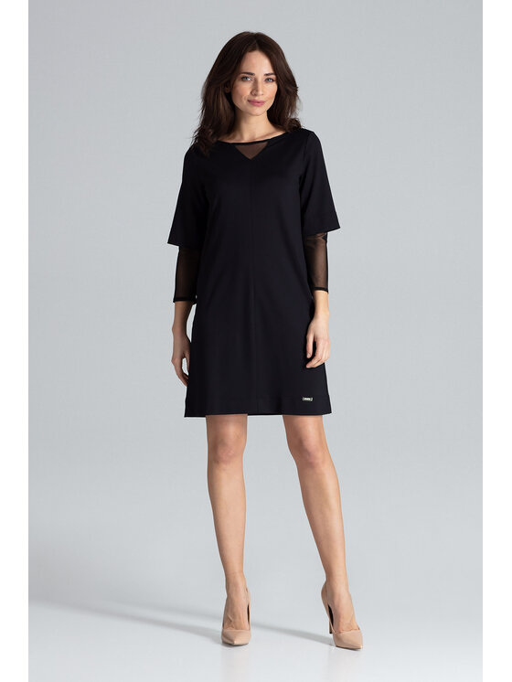 Lenitif Lenitif Vestito L015 Nero Regular Fit