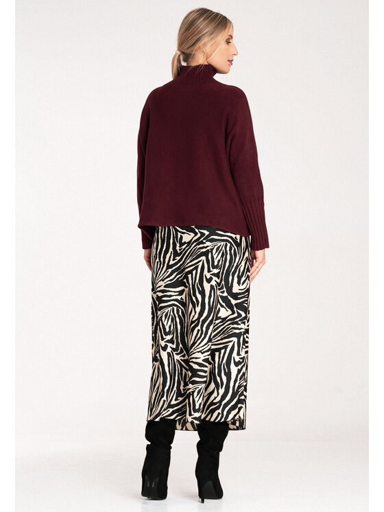 FIGL FIGL Sweter M1101 Bordowy Loose Fit