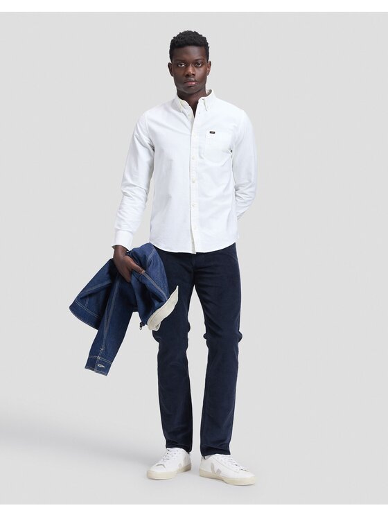 Lee Lee Koszula BUTTON DOWN Biały Regular Fit