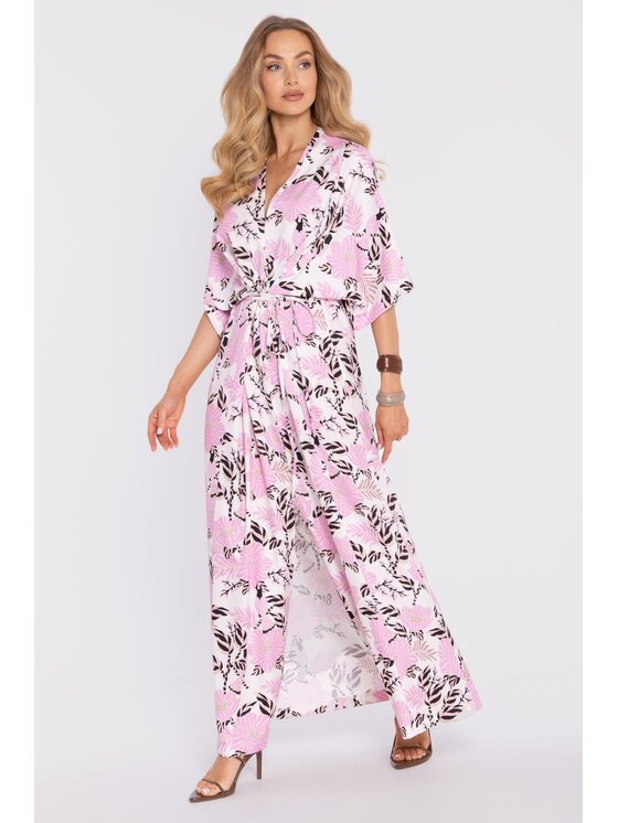 Made of Emotion Made of Emotion Sukienka koktajlowa M918 Różowy Waisted Fit