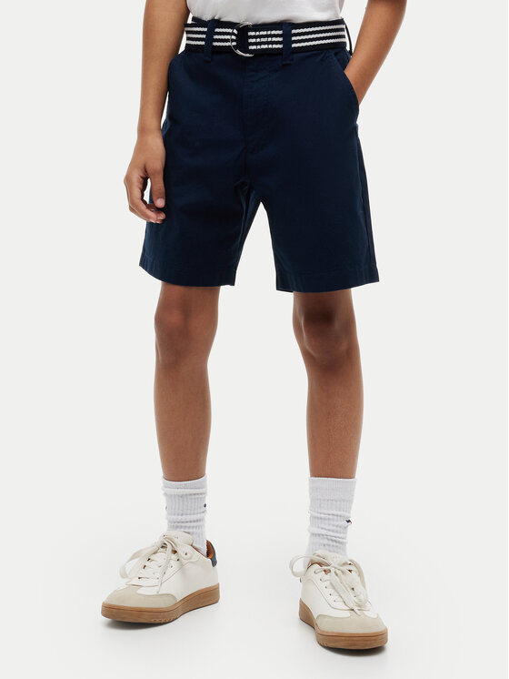 Tommy Hilfiger Pantalon scurți din material Essential KB0KB10246 Bleumarin Loose Fit