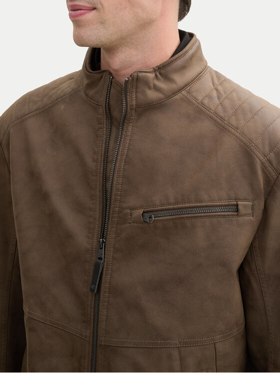 Tom Tailor Tom Tailor Bunda z imitace kůže 1044633 Hnědá Regular Fit