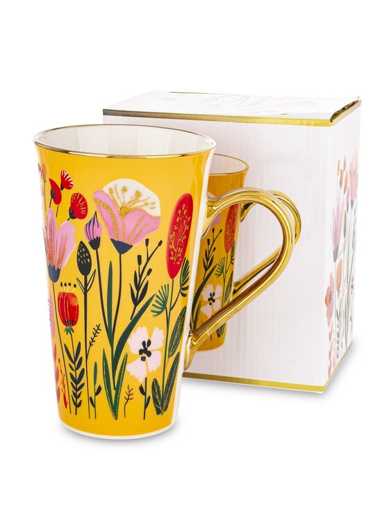 MIAhome MIAhome Kubek porcelanowy 700 ml BLUMEN-I 17x15x10 cm żółty Żółty