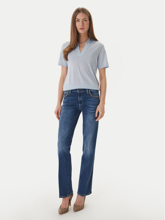 Guess Guess Pulover W6GR03 Z0583 Svetlo modra Regular Fit