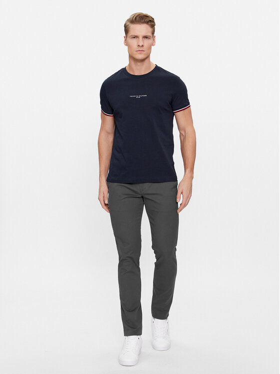 Tommy Hilfiger Tommy Hilfiger Tričko Logo MW0MW32584 Tmavomodrá Slim Fit