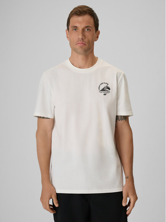 4F 4F T-Shirt CATCH THE WAVE Biały Relaxed Fit