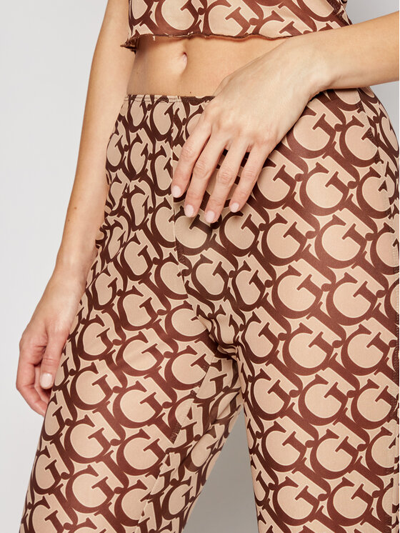 Guess Guess Bavlnené nohavice E1GB01 NT01L Hnedá Flare Fit