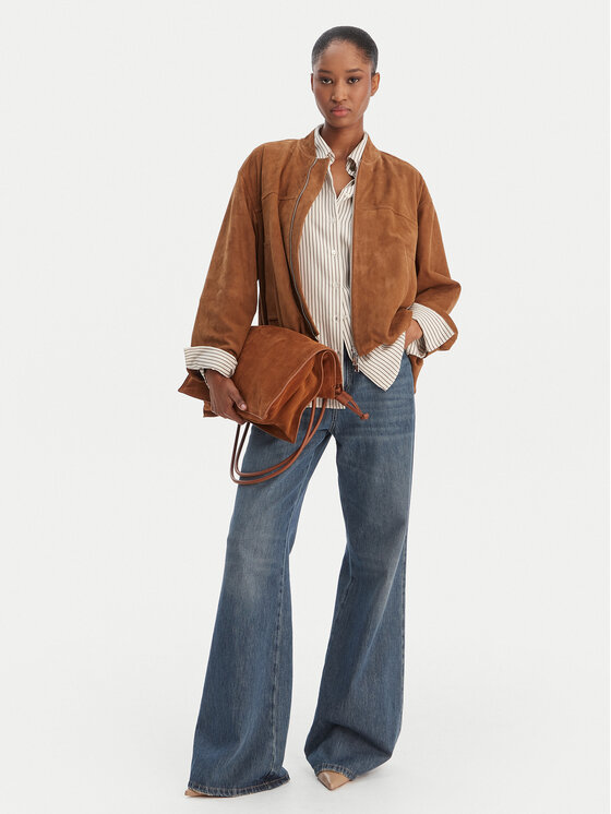 Marella Marella Giacca di pelle Orata 2613441074 Marrone Relaxed Fit