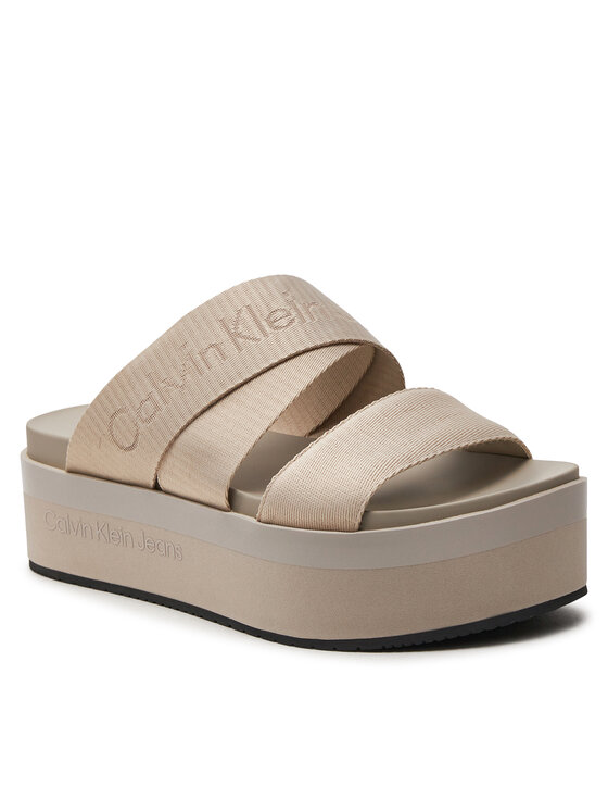 Calvin Klein Jeans Calvin Klein Jeans Iešļūcenes Flatform Sandal Webbing In Mr YW0YW01361 Bēšs