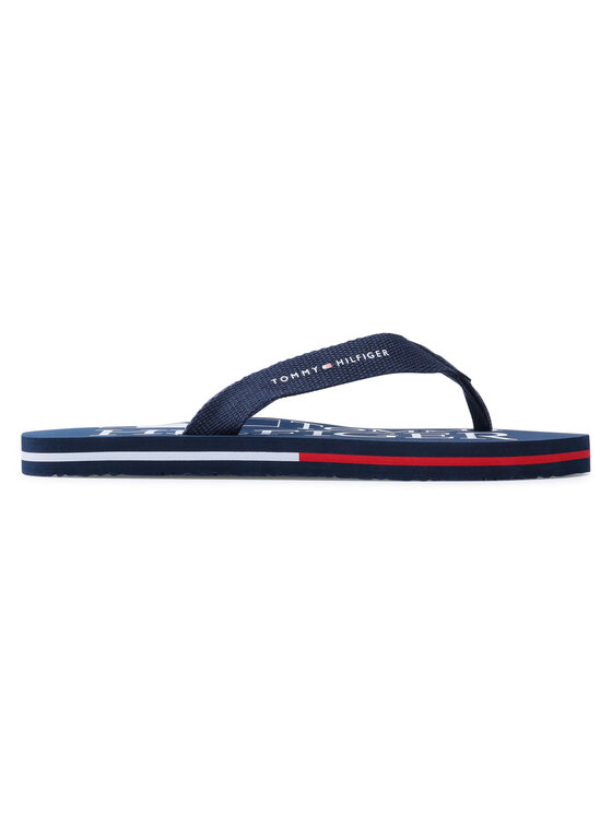 Tommy Hilfiger Tommy Hilfiger Japonki Logo print Flip Flop T3B0-30982-0058 S Granatowy