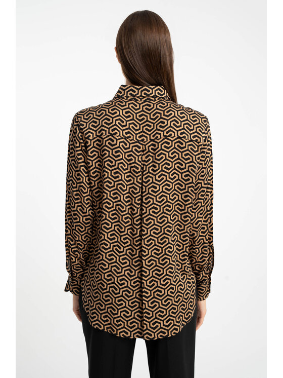 CLICK CLICK Koszula 10-6935 Brązowy Regular Fit