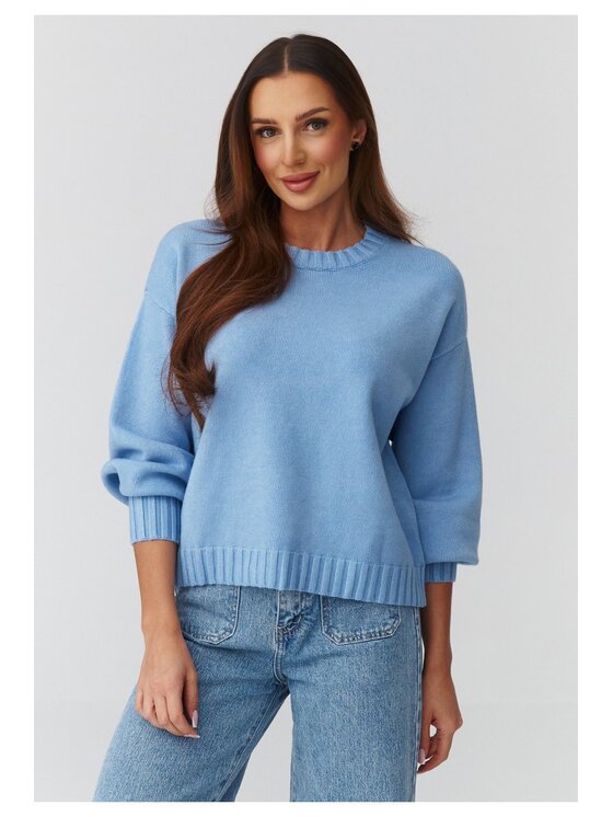Makadamia Makadamia Sweter C43 Niebieski Loose Fit