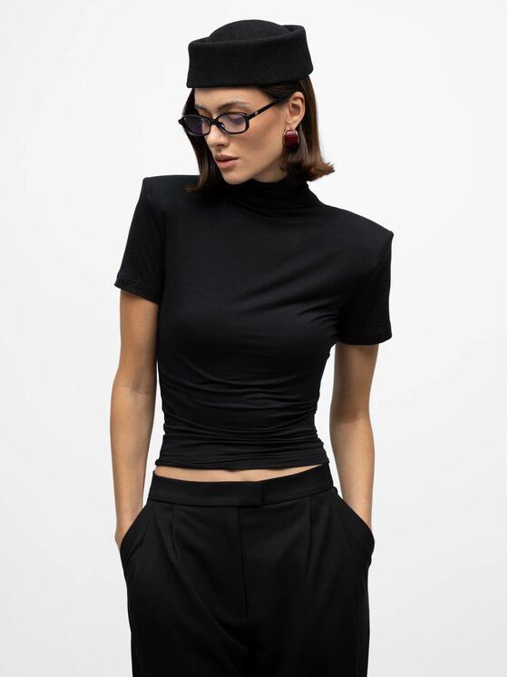 MANDRAGORA MANDRAGORA Bluzka Ablo Czarny Slim Fit