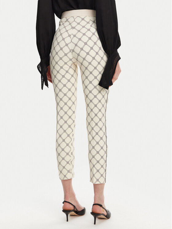 Elisabetta Franchi Elisabetta Franchi Bavlnené nohavice PA-S71-51E2 Écru Regular Fit