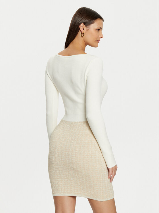Guess Guess Sukienka dzianinowa W5RK12 Z3KX0 Écru Bodycon Fit