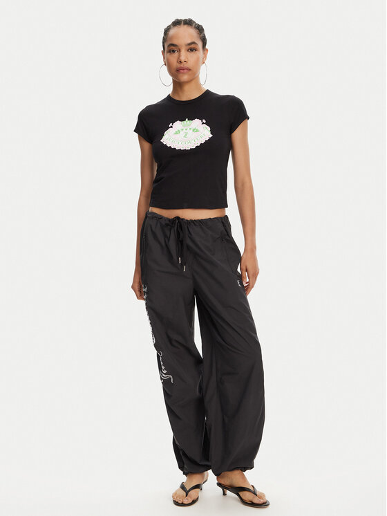 Juicy Couture Juicy Couture Tricou Hibiscus JCGCT125041 Negru Slim Fit