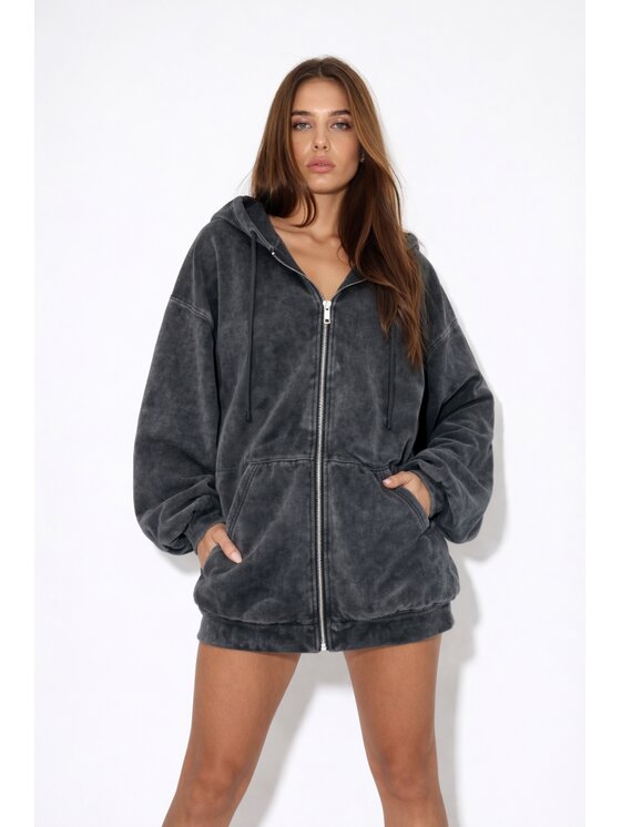 MissDenim MissDenim Bluza Oversize Zip Hoodie Czarny Oversize
