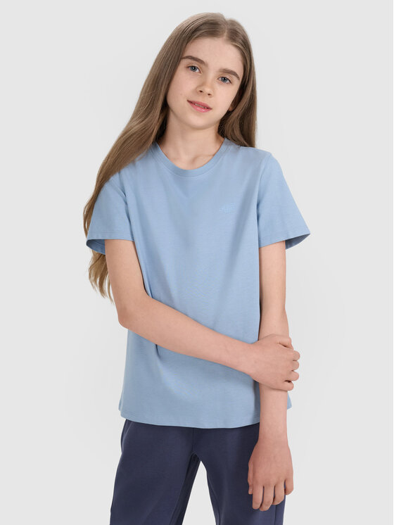 4F 4F T-Shirt BASIC+ Niebieski Regular Fit