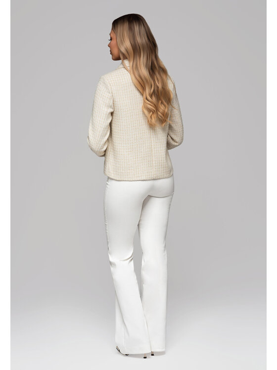 Ombre Ombre Marynarka OW-BLZB-0100 Kremowy Regular Fit