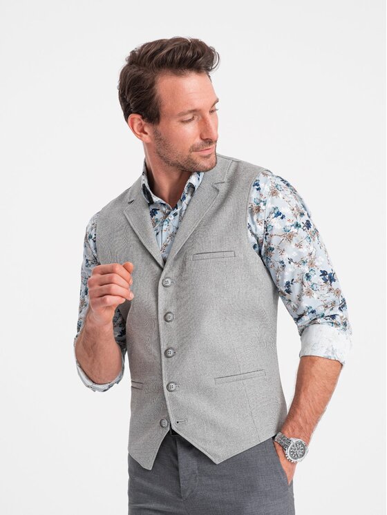Ombre Ombre Kamizelka OM-BLZV-0109 Szary Fitting Fit