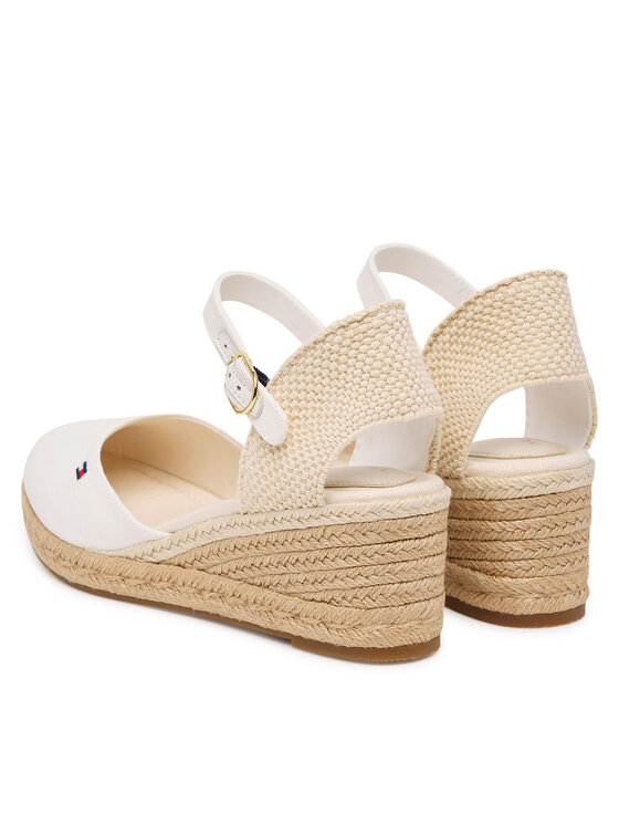 Tommy Hilfiger Tommy Hilfiger Espadryle Mid Wedge Espad Closed Toe FW0FW09233 Écru