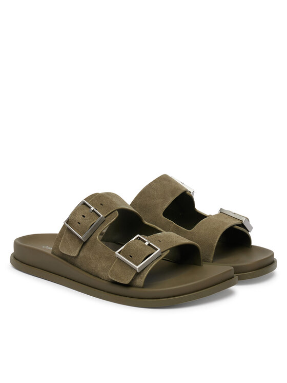 Calvin Klein Calvin Klein Papucs City Sandal Buckle Suede HW0HW03130 Zöld