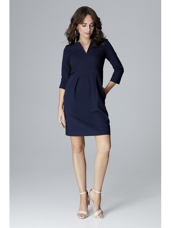 Lenitif Lenitif Sukienka L004 Granatowy Regular Fit