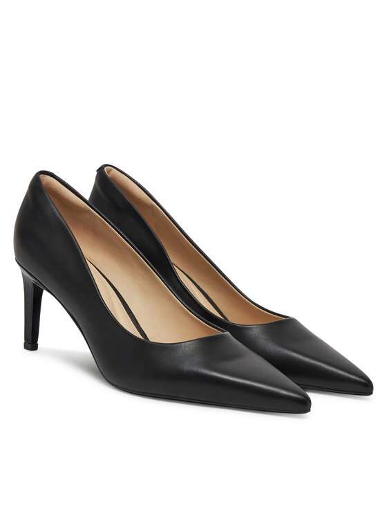 Calvin Klein Calvin Klein Pantofi cu toc subțire Pump 70 Pointy Hw Bar Lth HW0HW02561 Negru