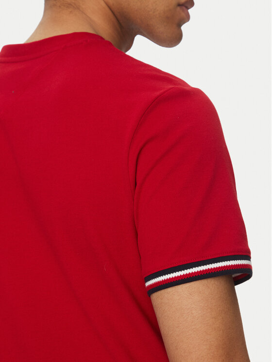 Tommy Hilfiger Tommy Hilfiger Tricou Global Stripe MW0MW38630 Roșu Regular Fit