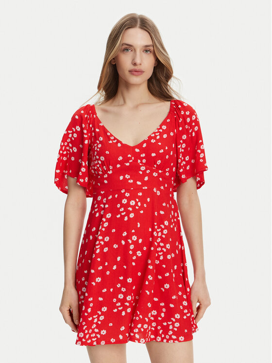 Roxy Letné šaty ERJWD03880 Červená Regular Fit