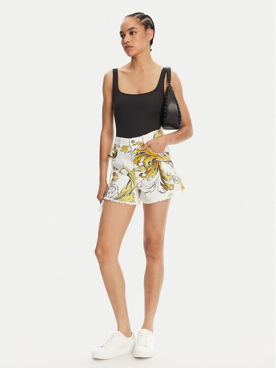 Versace Jeans Couture Versace Jeans Couture Pantaloni scurți de blugi 78HAD51B Alb Straight Fit